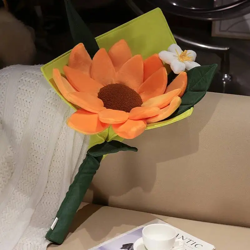 Juguetes de peluche de flores realistas de primera calidad, ramo de girasol relleno de gran tamaño, juguetes delicados y bonitos ramo desmontable, regalo romántico