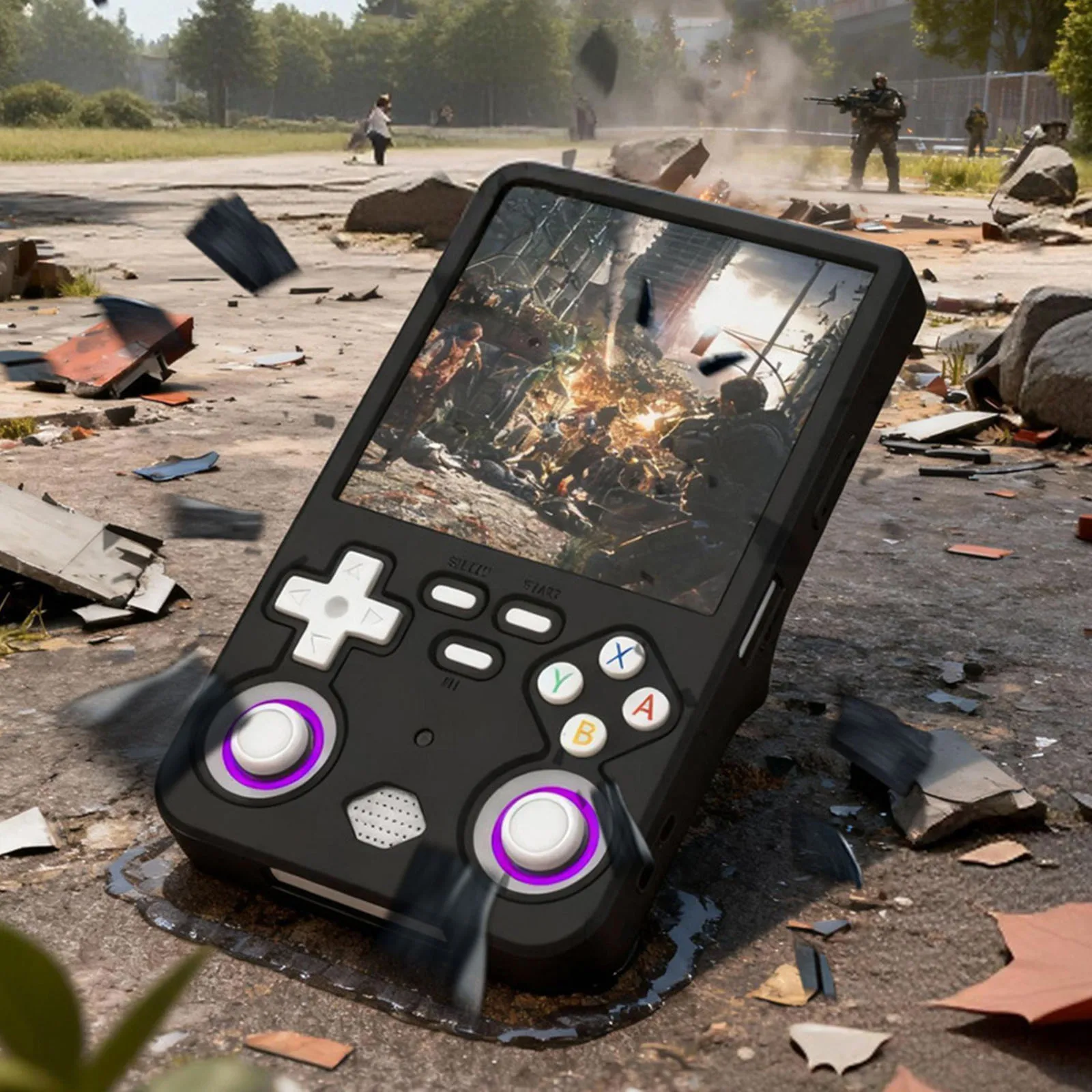 حافظة من السيليكون لوحدات التحكم بالألعاب المحمولة R36 Ultra Retro حافظة واقية مضادة للسقوط غطاء شل ناعم مع حبل لـ R36 Ultra