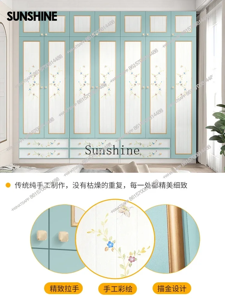 

American pastoral five-door large and small apartment clothing cabinet large-capacity decorative cabinetX