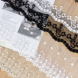 1yard Music Note Mesh pizzo ricamato Trim avorio bianco nero per artigianato fai da te/abito da sposa accessori per cucire decorazione