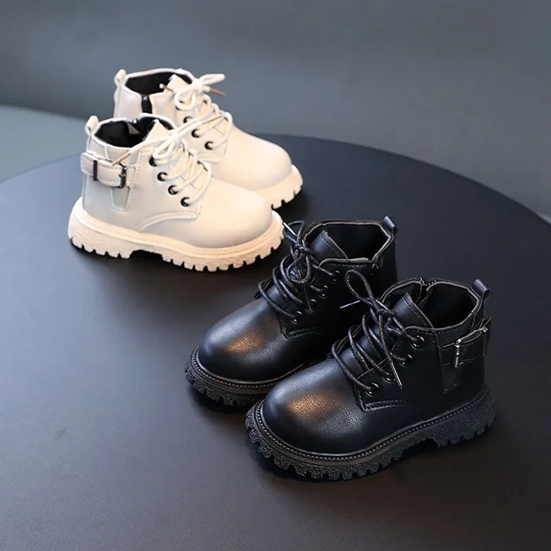 

Children Ankle Boots Autumn Boys Patent Leather Shoes British Style Retro Girls Shoes Toddler Non-slip Snow Boots