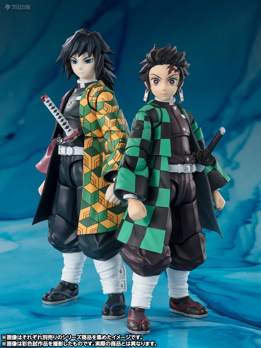 

Bandai натуральная Shf Demon Slayer ПВХ фигурка Kamado Tanjirou модель Kamado Nezuko Akaza фигурка украшения коллекция подарок