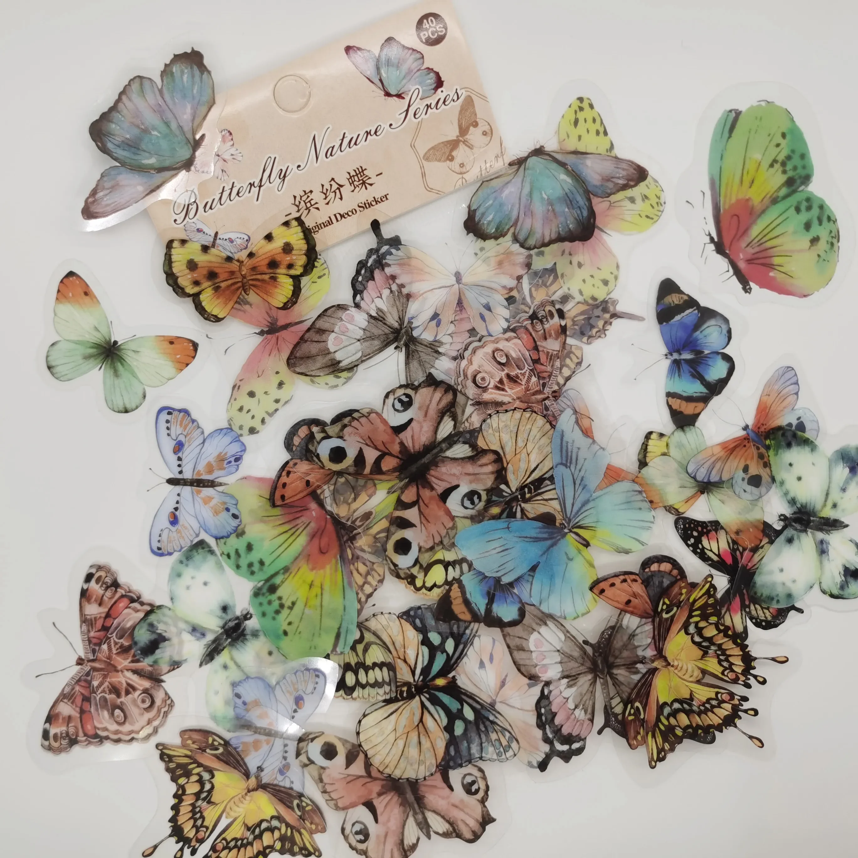 40 Pieces /Pack Colorful Butterfly Collection Material Sticker DIY Scrapbooking Album Refrigerator wall sticker Book sticker