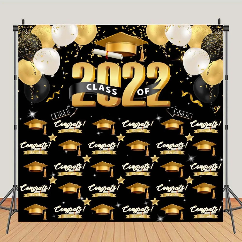 Graduation Party ตกแต่ง Congratulate สำเร็จการศึกษาถ่ายภาพฉากหลัง Class Of 2022ขอแสดงความยินดี Grad Photo พื้นหลัง Photocall