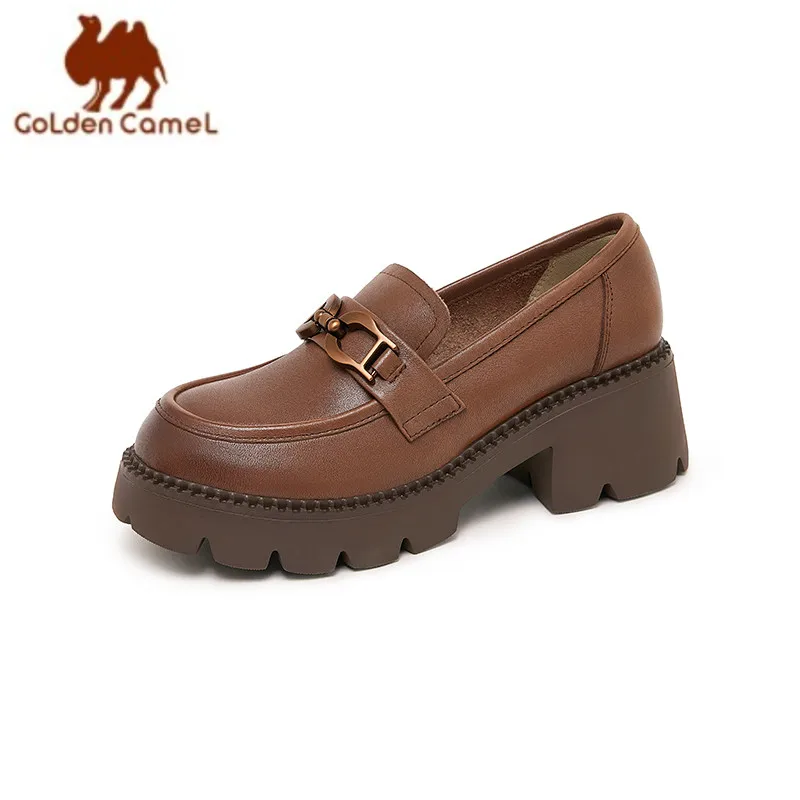 GOLDEN CAMEL Women\'s Shoes Genuine Leather Loafers Retro Casual Thick Soled Single Ladies Shoes for Women 2023 Autumn New