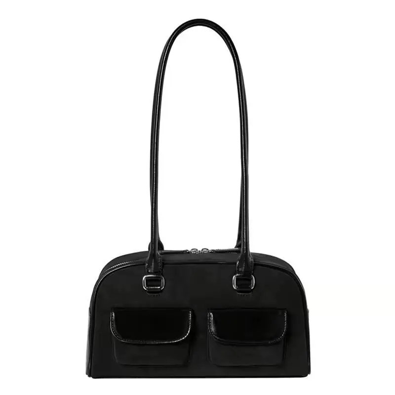 

Miyagawa Korean Oil Wax Bowling Bag Multi Pocket Underarm Commuter Handheld Shoulder Bags