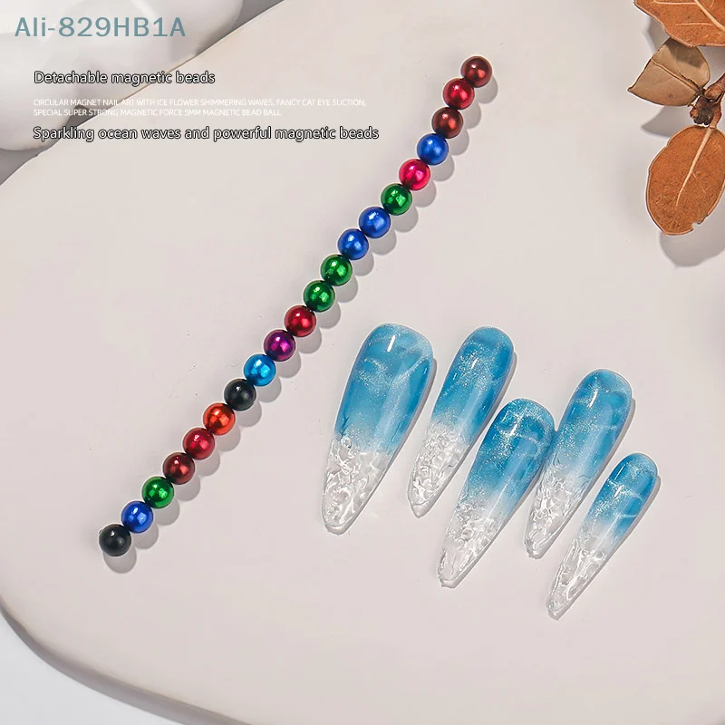 20Pcs/Set Multicolor Round Magnet Beads Multi-function Nails Sparkling Flower Carving Cat Magnet For Gel Polish Design Accessor