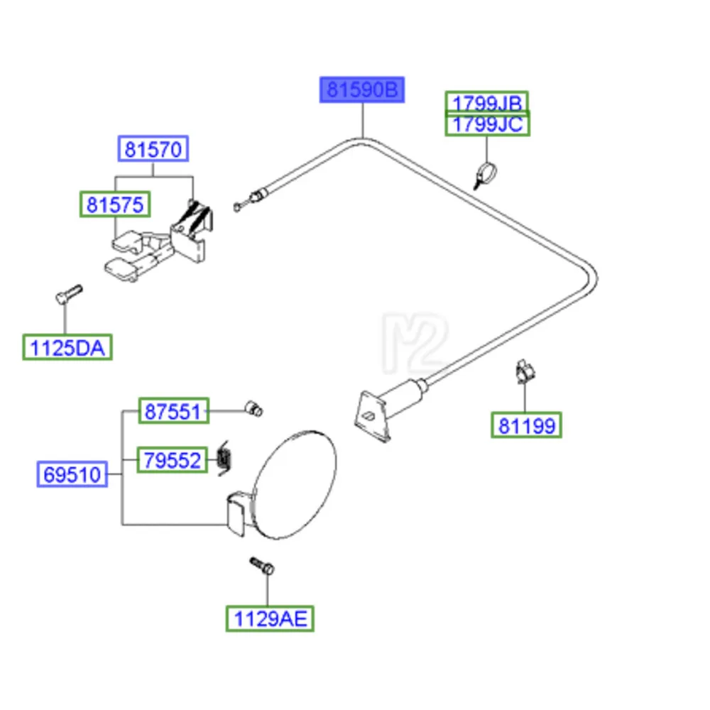 8159026000 CABLE ASSY-FUEL FILLER DR FOR 2000-2005 HYUNDAI SANTA FE 81590 26000 81590-26000