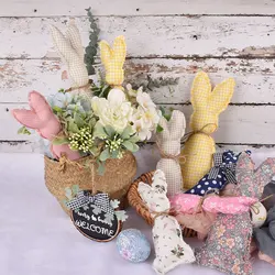 Easter Cloth Art Bunny Doll Toys Ornaments Easter Rabbit DIY Craft Kids Gifts Spring Easter Holiday Party Decorations For Home
