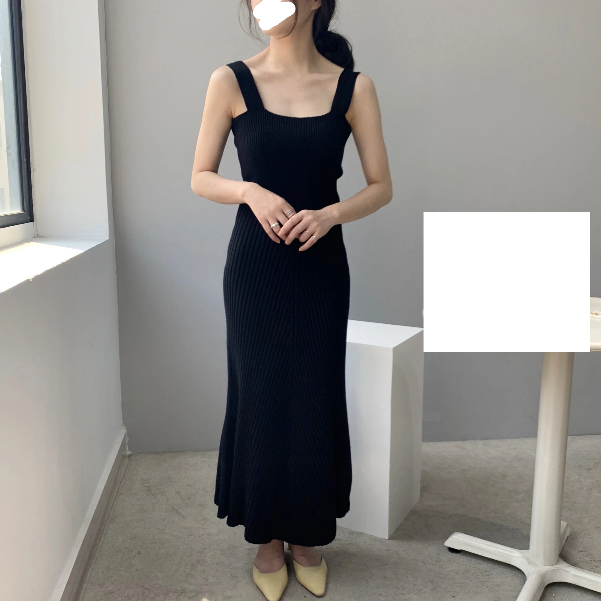 2024 New Women Sexy Sleeveless A-Line Long Dress Solid Color Knitted Material High Stretch Slim Long Sweater Maxi Dress Vestidos