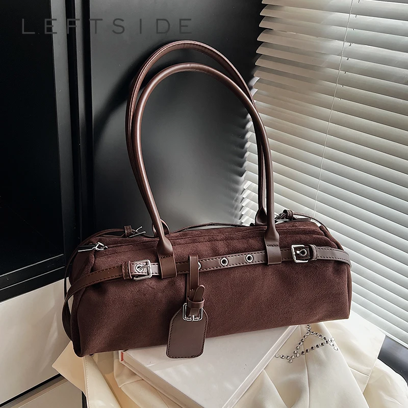 

LEFTSIDE Women Faux Suede Small Shoulder Bag 2025 Winter Crossbody Bag Luxury Designer Trend Female Brand Handbags and Purses