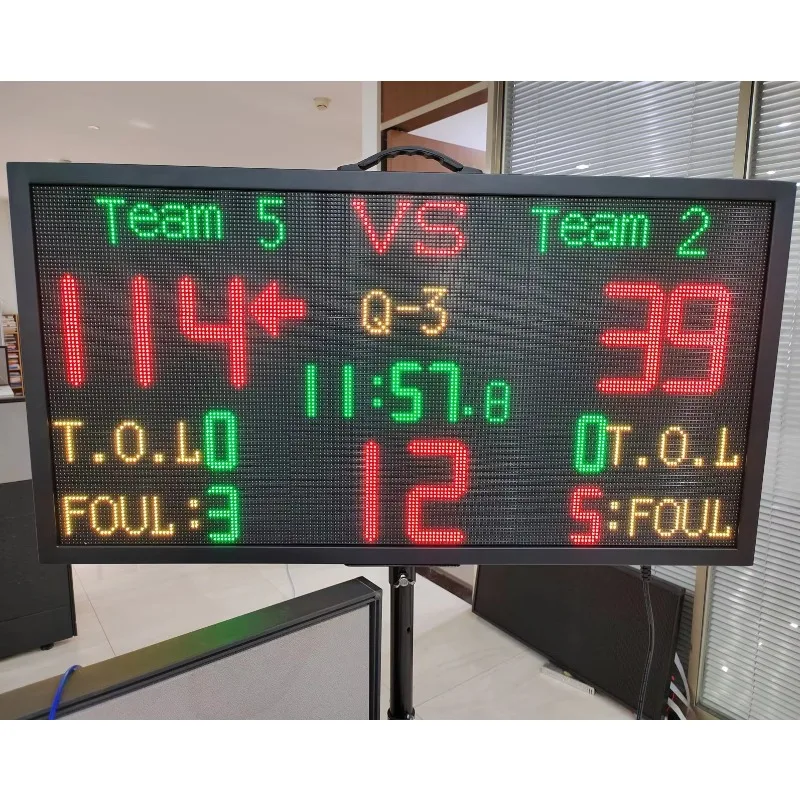 Electronic Basketball Mini-led-scoreboard Screen with Wireless Large Volume Function 24 Second/shot Clock Professional Grade