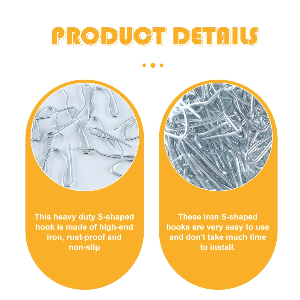 

350Pcs Curtain Hooks Metal Heavy Duty Rust Proof Non Slip S Shaped for Drapes Shower Door Iron Hangers Curtain Hooks for Drapes