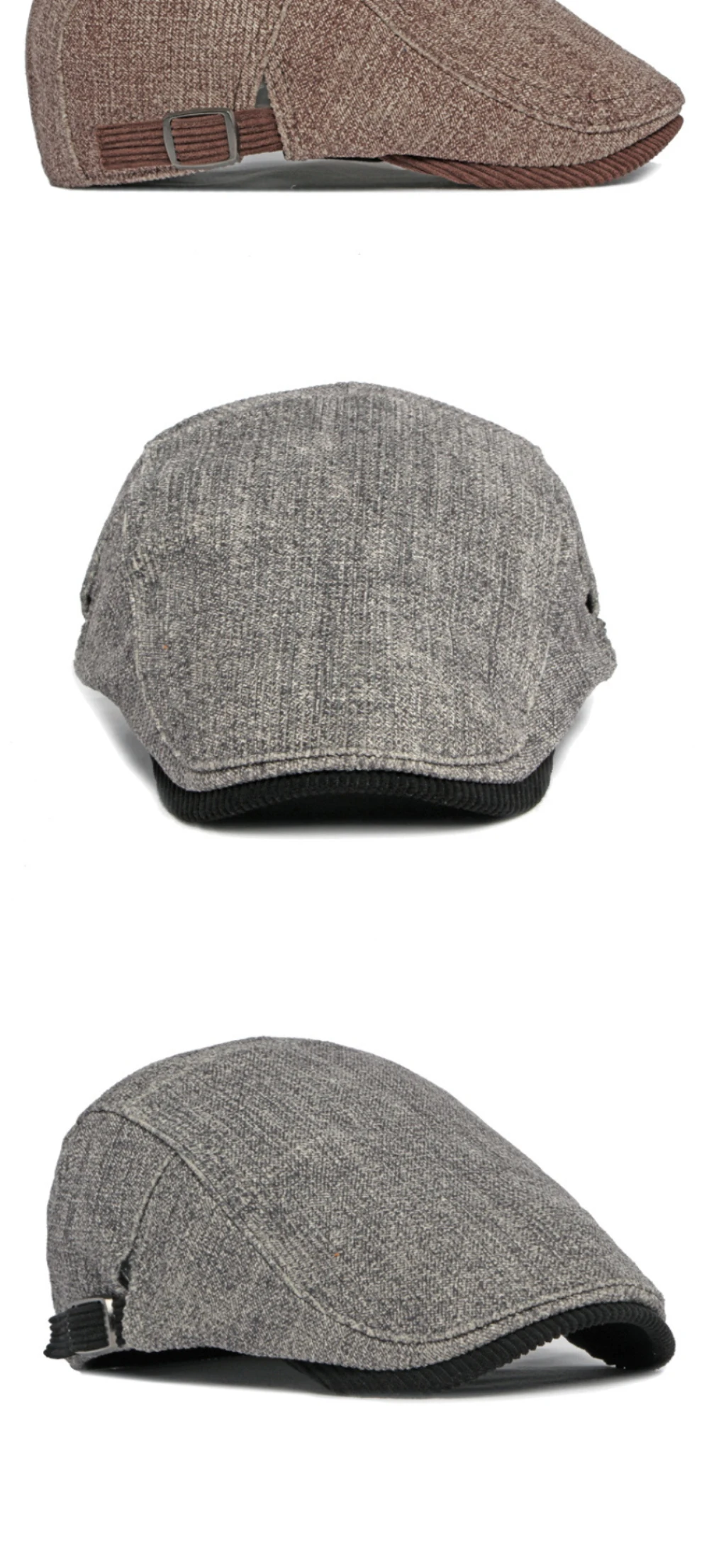 HT4090 Baskenmützen für Männer und Frauen, Vintage-Künstler-Malermütze, Unisex, verstellbare Ivy-Flachmütze, warme Herbst-Winter-Baskenmütze – Detail 5