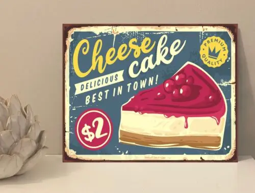 Cheese Cake Retro Zitat Metallschild Geschenk Haus Neuheit (mt763)-Aluminium
