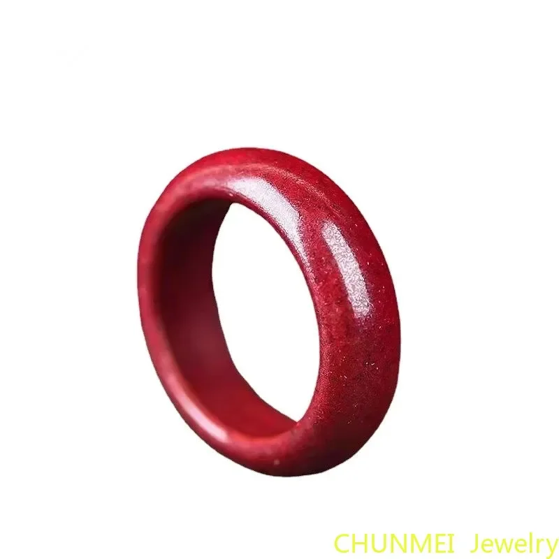 High Quality Natural Stone Natural Red Cinnabar Couples Rings Jade Jewellery Fashion Man Woman Luck Amulet Exorcise Evil Spirits