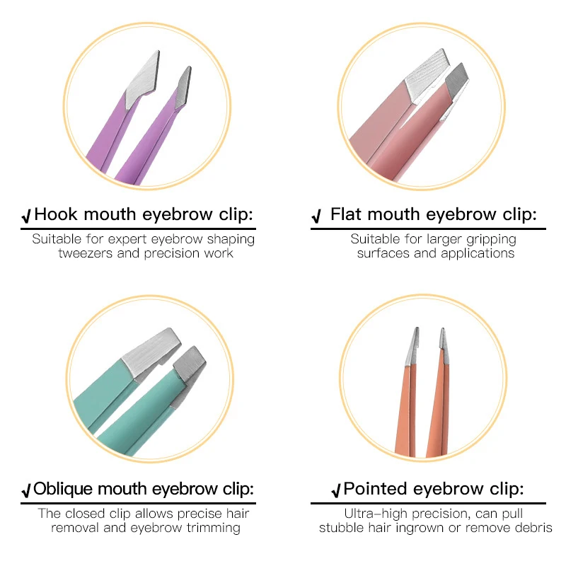 1 ~ 10 Stuks Stijlen Tip Platte Wenkbrauw Pincet Roestvrij Staal Puntpunt Schuin Haarverwijdering Schoonheid Make-Up Tool Accessoire Lash Pincet