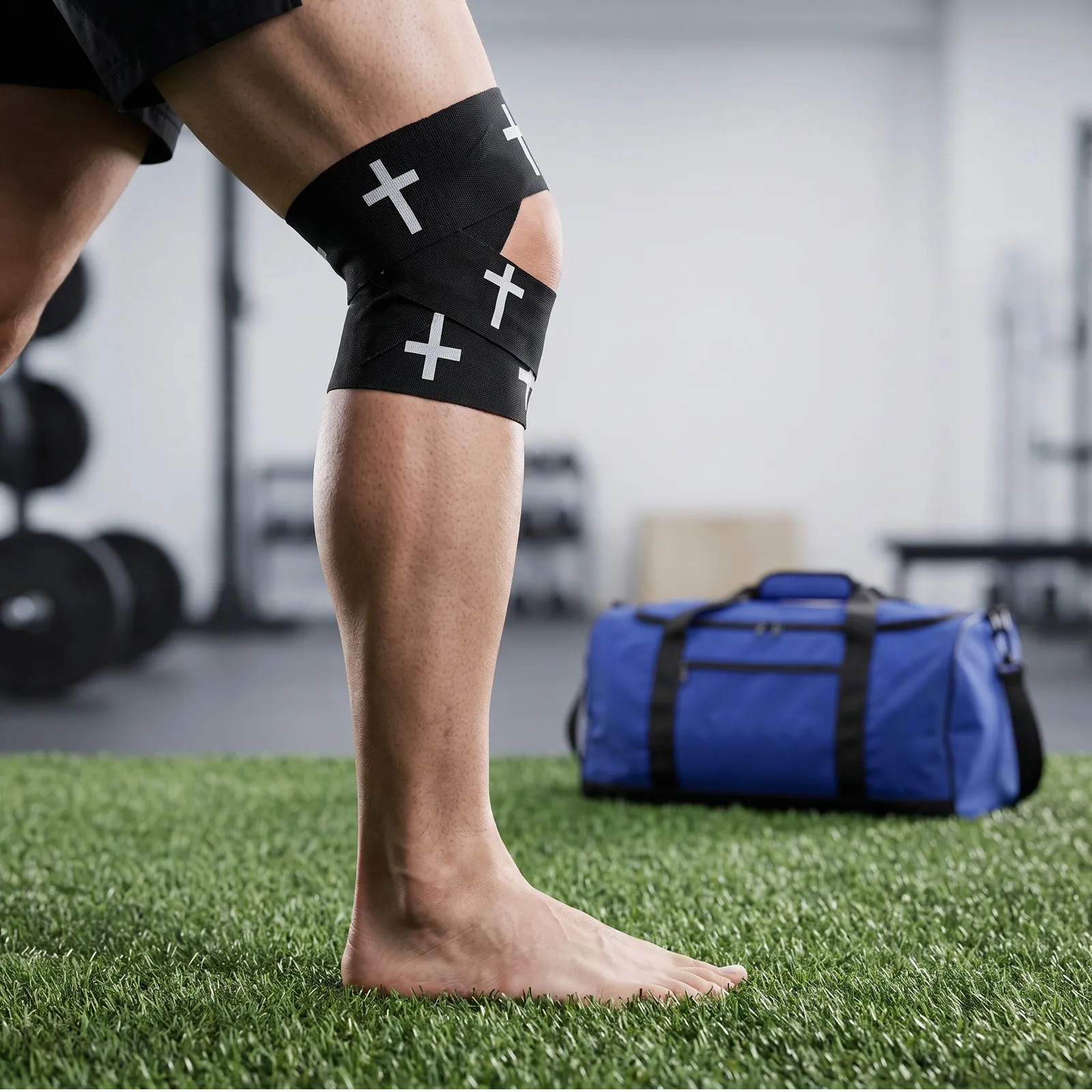 2 Rolls Sports Injury Wrap Tape Elastic Cotton Cross Pattern Wrist Bandage Support Breathable Football Baseball Tennis