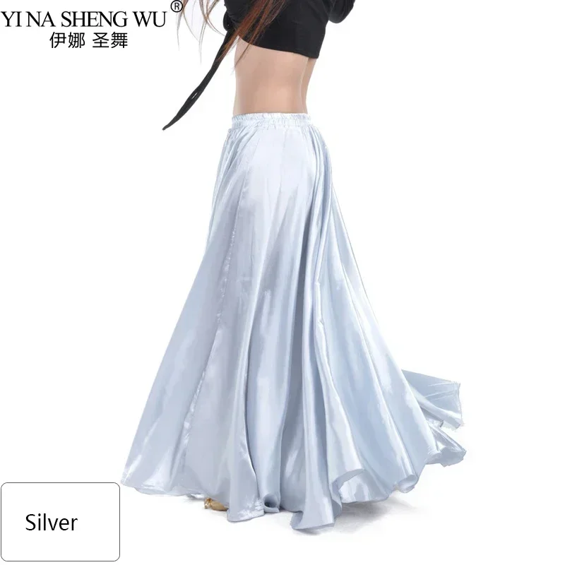 Jupe longue gitane de danse du ventre en Satin, grande balançoire, jupe de soleil Flamenco espagnole à 360 degrés, 14 couleurs, Costume de danse pour femmes danseuses