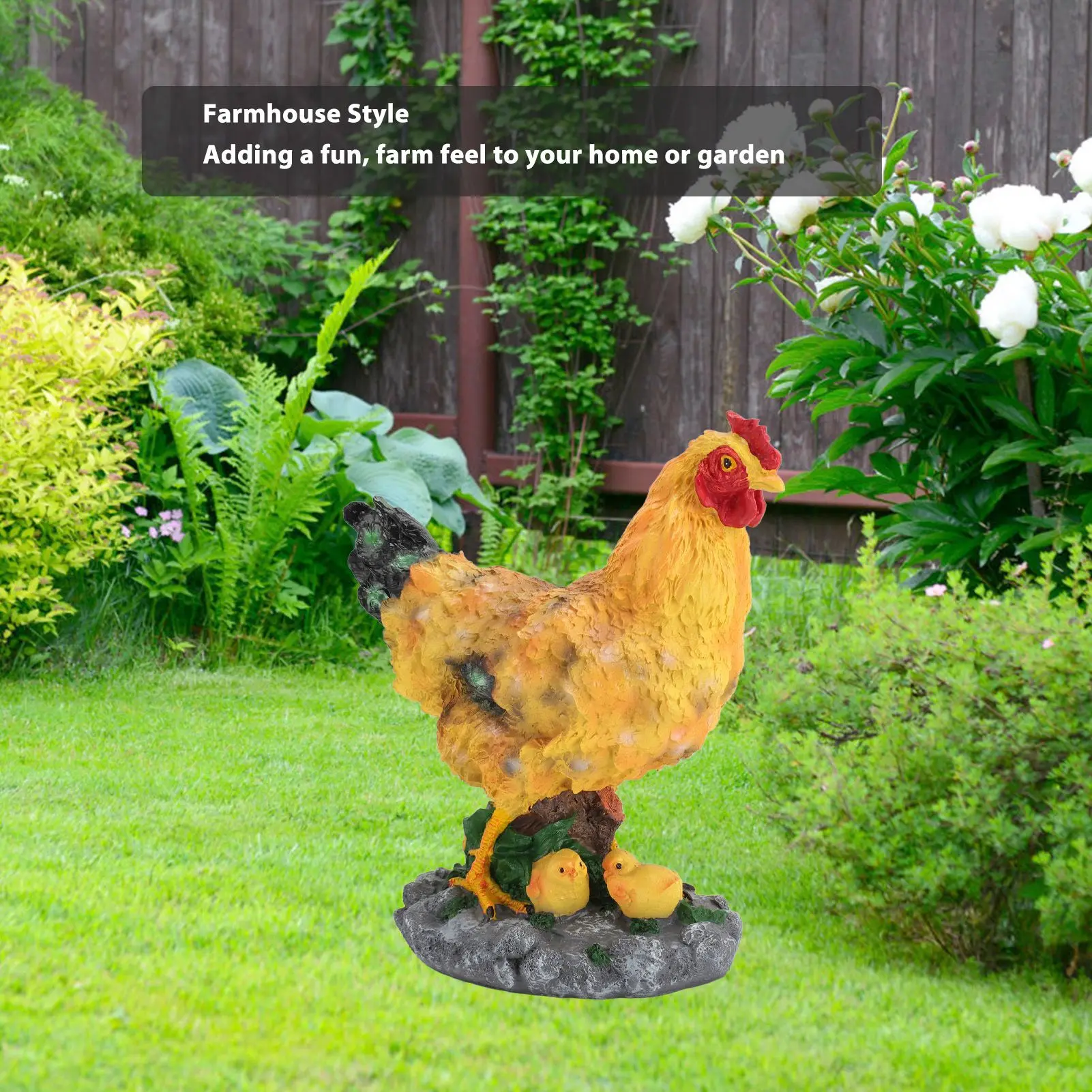 Hen Garden Statue With Small Chicks Hen Fairy Garden Accessories Resin Chick Hen Figurine For Landscape Desk Decor