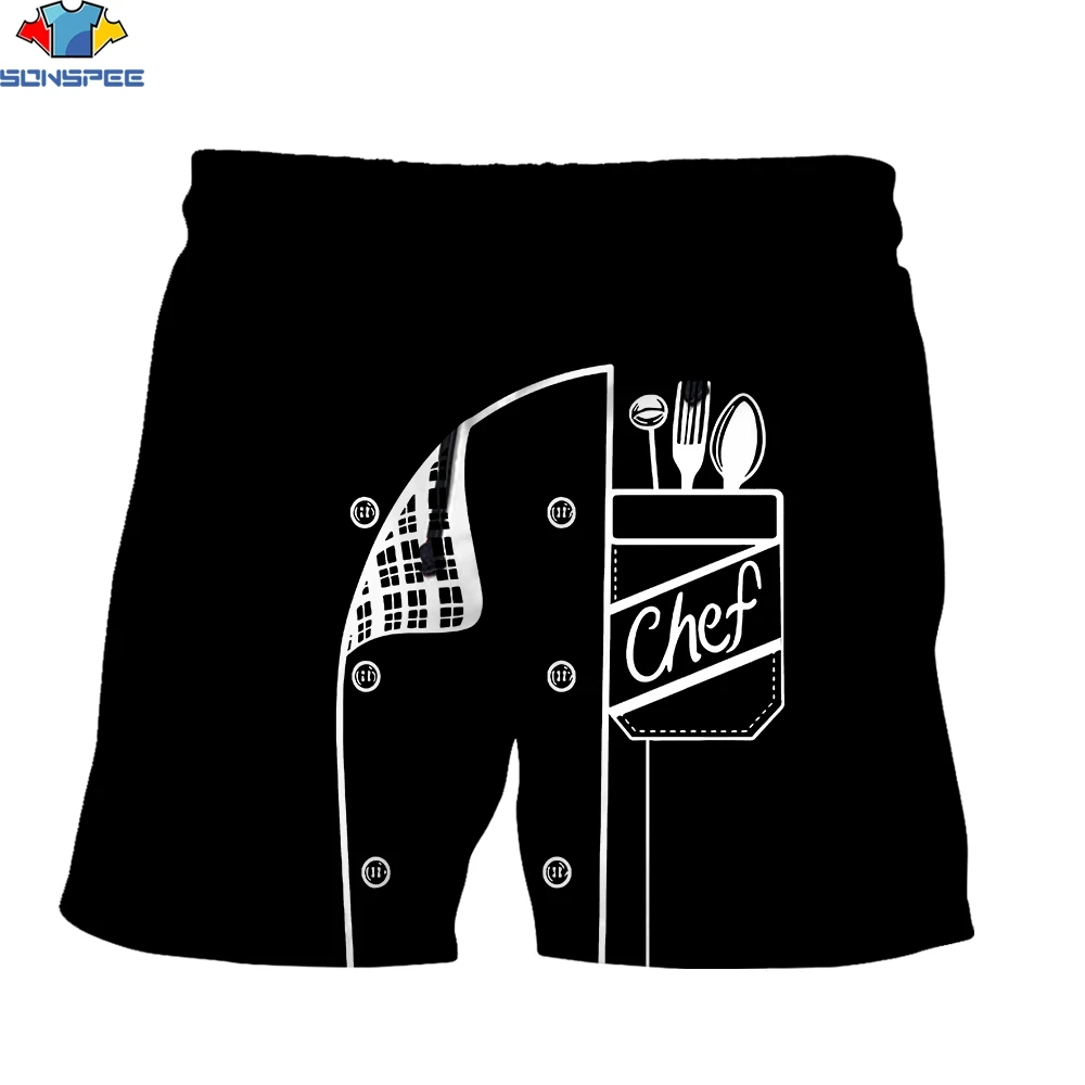 SONSPEE 3d Printed Summer Men\'s Fashion Hot Pants Sweatpants Funny Chef Kitchen Knife Sports New Sapphire Blue Drawstring Shorts