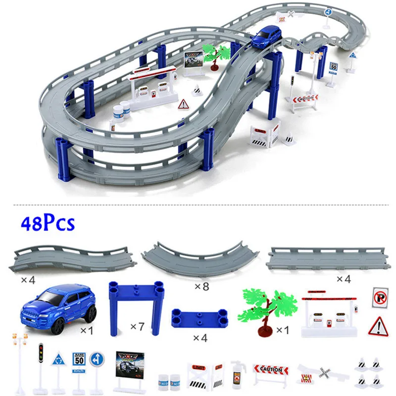 Railway Electric Racing Track Play Set Educational DIY Bend Flexible Race Track Road Transportation Building Toys For Children