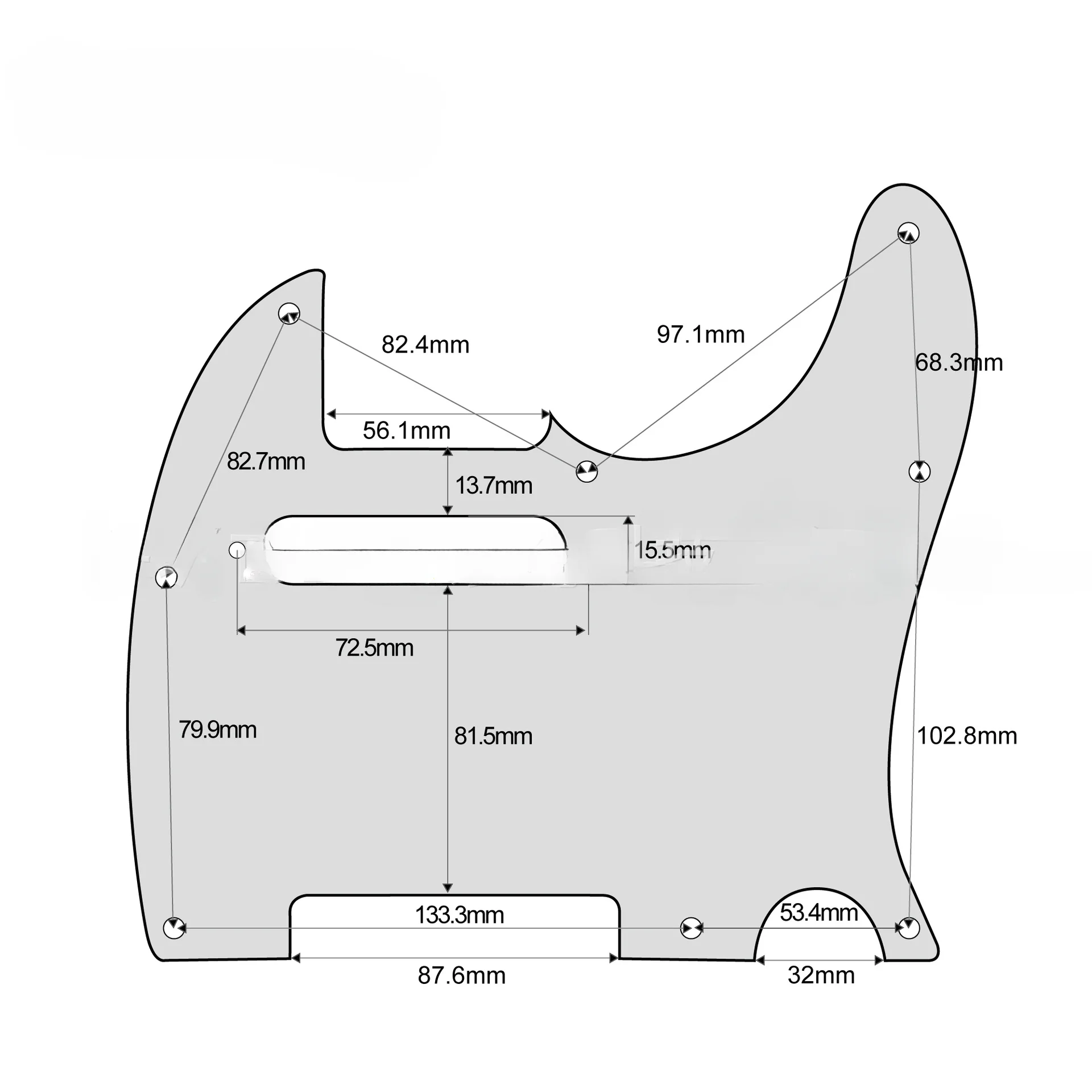 Electric guitar pickguard TL protective panel single coil 8 holes with screws multi-color black, yellow and white