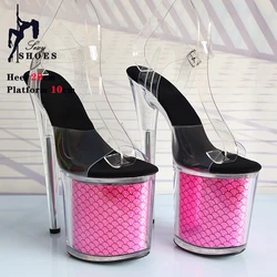 Colorful Fish Scale Pole Dancing Shoes Open Toe Crystal Platform High Heels Sexy 17CM 20CM Sandals Women Party Stripper Shoes