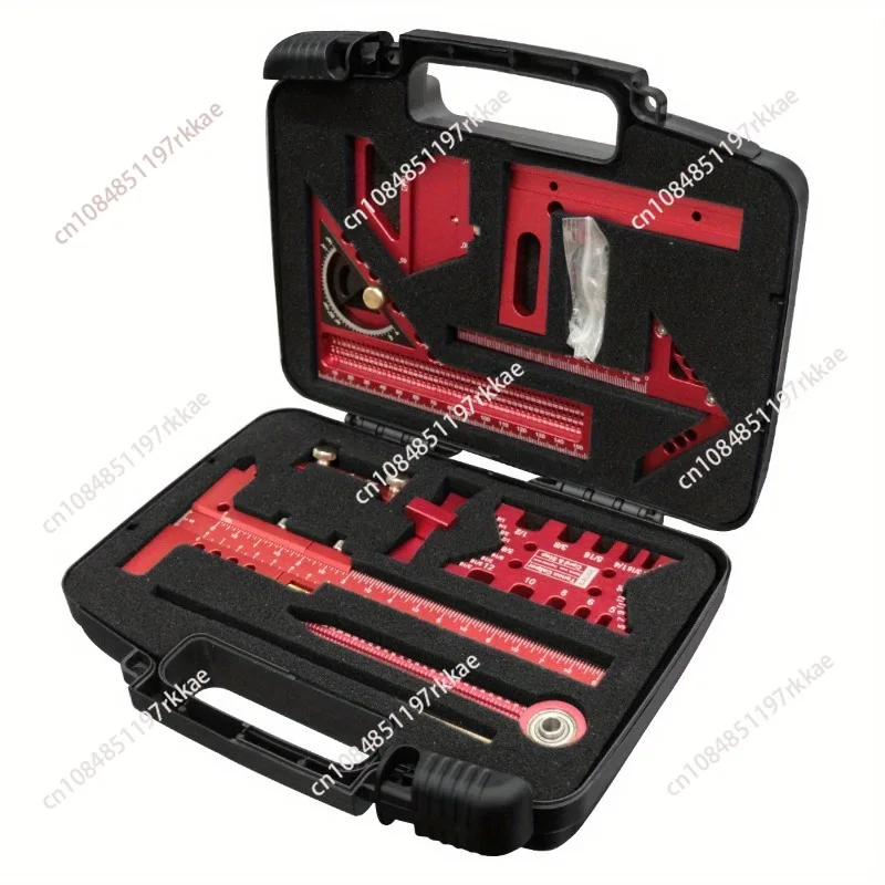 10-Piece Woodworking Measuring Tool Kit with Storage Case, Project Layout and Board Splicing Auxiliary Tools