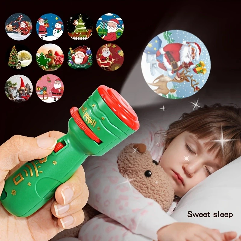 Flashlight Christmas Projector Lifelike 21 Patterns Santa Claus Christmas Tree Education Toy Gift