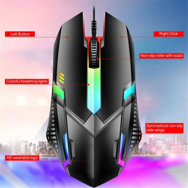 RYRA PT6  Wireless Mechanical USB Wired Keyboard Mouse Set With Rainbow LED Backlight Gaming Keyboard Gaming Mouse For Laptop PC