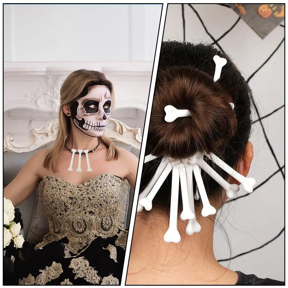 30 Uds. Accesorios de hueso de Halloween, decoraciones pequeñas de esqueleto de plástico para adornos de fiesta, Carnaval y patio