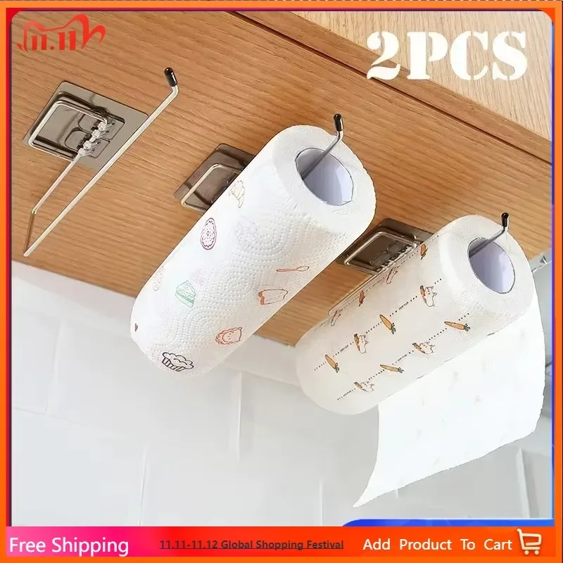 

Kitchen Towel Rack Metal Bathroom Toilet Paper Towel Hanging Holder Kitchen Roll Paper Stand Home Storage Tissue Racks