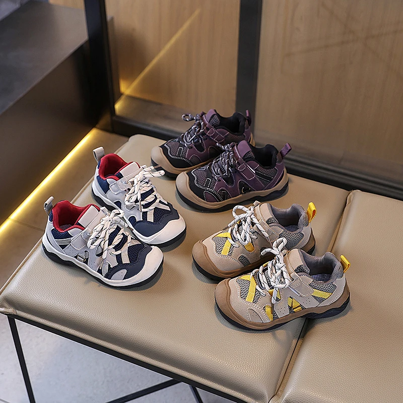 

2025 новая модная детская обувь для мальчиков, школьная детская повседневная спортивная обувь для девочек, сетчатые лоскутные кроссовки для бега для малышей