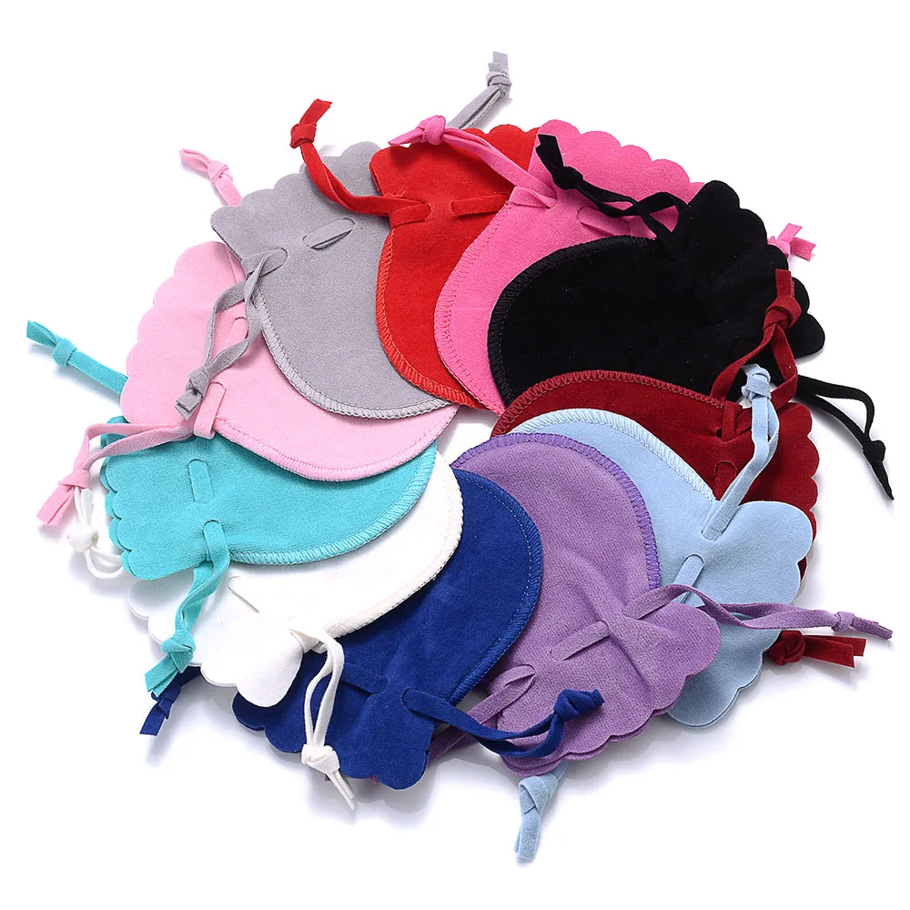 10 Stück Bunte Samtbeutel mit Kordelzug und Wellenspitze, Weiche Flanell-Geschenktaschen für Schmuckaufbewahrung und Verpackung kleiner Gegenstände – Detail 5