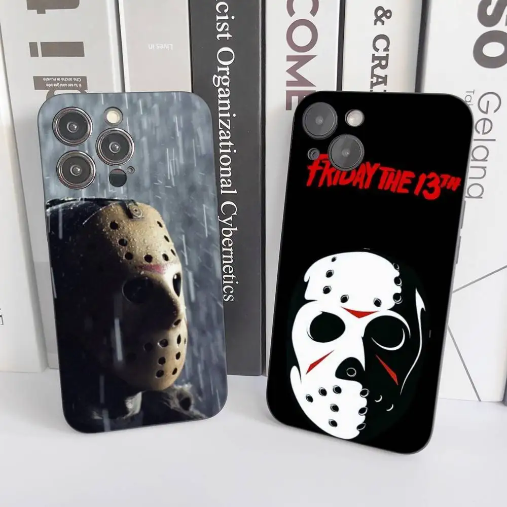 1 قطعة F-friday 13th جراب هاتف سيليكون لينة سوداء للصدمات بولي يوريثان آيفون 16 15 14 13 12 11 Plus Pro Max Plus