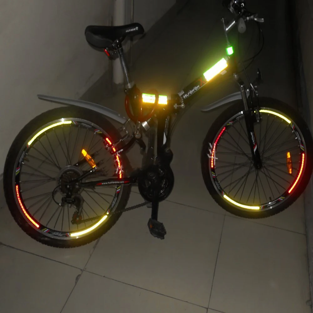 Reflective Tape Stickers Bicycles Electric Bikes Motorcycles Mountain Bikes Steel Rims Spokes Wheels Back Adhesive Strips