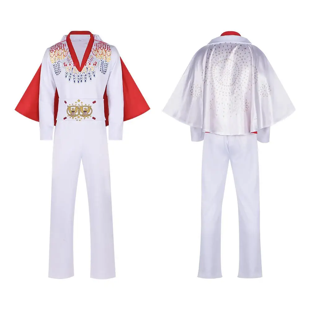 

Ro Singer Cosplay Elvis Presley Stage Performance Costume loween Par Impersonation Outfit Women's Traditional Ethnic Wear