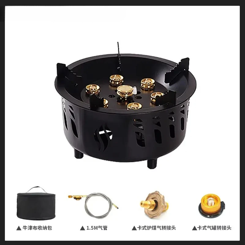 Burners Folding Hiking Picnic BBQ Outdoor Cooking Equipment 20000W 7-Core Camping Stove High-Power Strong Fire Power Portable