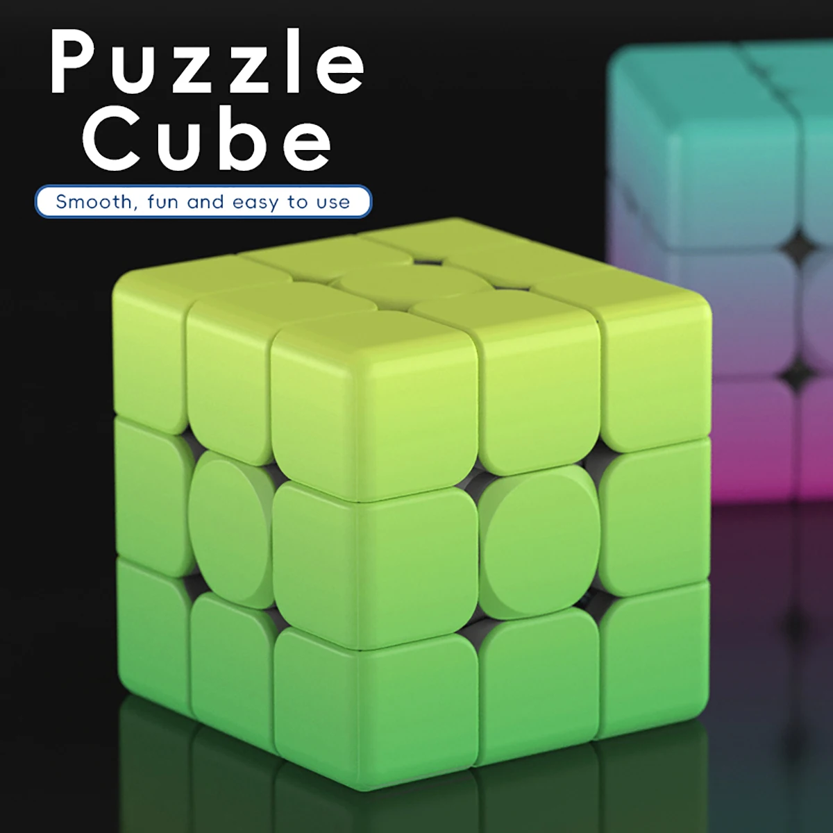

3x3x3 Magic Cube Puzzle UV Printed 3D Light green gradient Stress-Relieving Professional Smooth Speed Game Toy for Children Gift