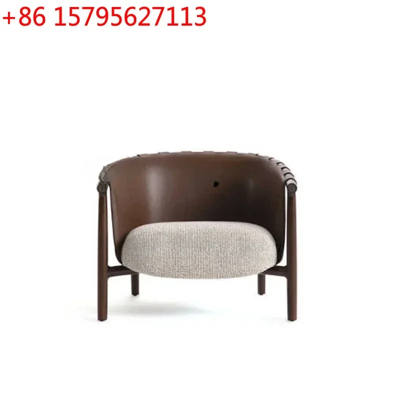 

Italian high-end private house home living room armchair saddle leather designer single sofa chair balcony leisure chair