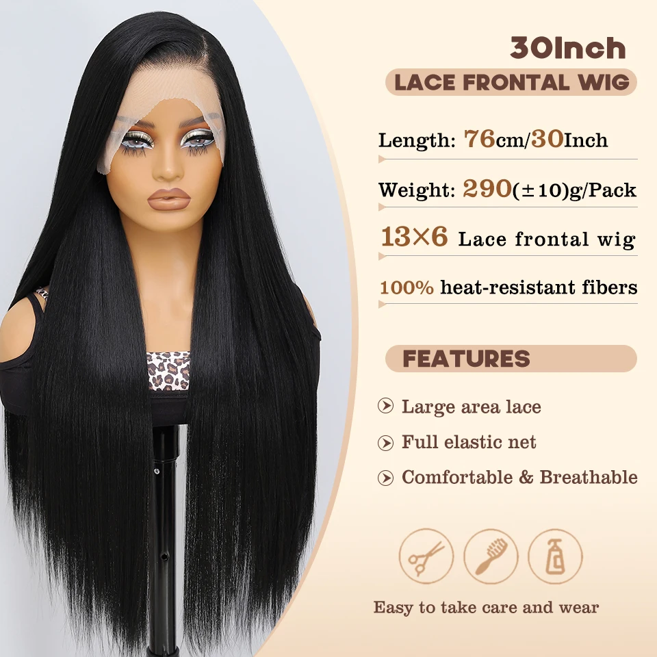 Straight Lace Front Wig Synthetic 30Inch 13X6 Women Wig High Temperature Fiber Pink Blonde Blue Lace Frontal Wig For Afro Female