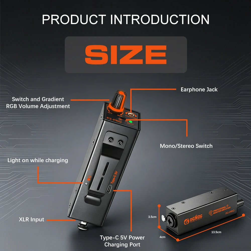 

Professional IEM Amplifier Ultra-Compact Personal In-Ear Monitor Amplifier USB C XLR/TRS Input Stereo/Mono Switch for Studio Use