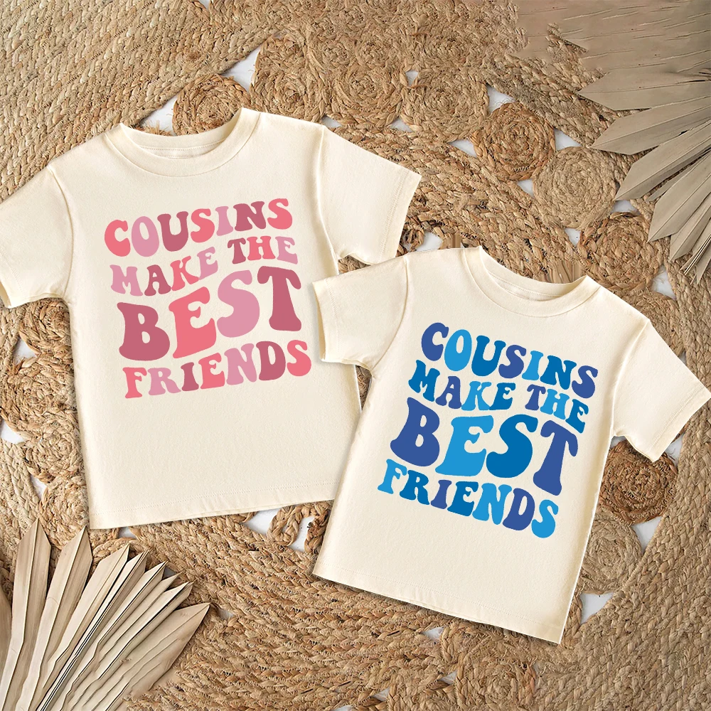 Cousins Make The Best Friends Printed Shirt Boys Girls T-shirt Cousin Matching Summer Short Sleeve Tee Kids Retro Tops Clothes