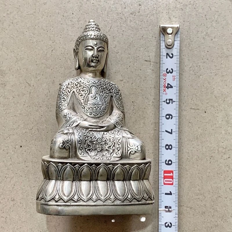 Antique Tibetan Buddhism Sakyamuni Buddha Statue Meditation Sculpture Home Buddha Altar Temple Decor
