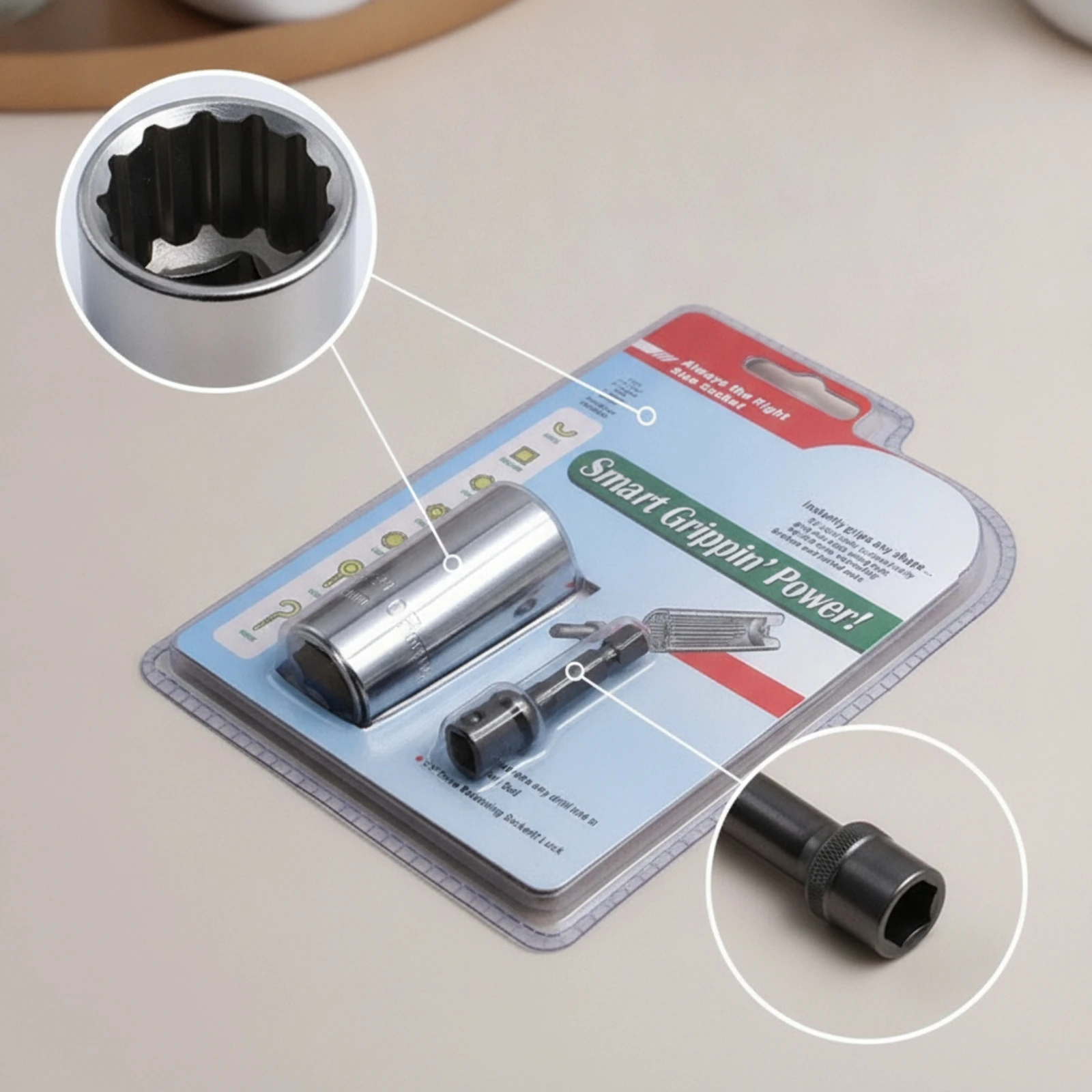 2 Pieces Socket Adapter with Extension Rod Chrome-Finished Socket Adapter Tool Accessory Hex-Shank Multi-Point for Mechanics view 3