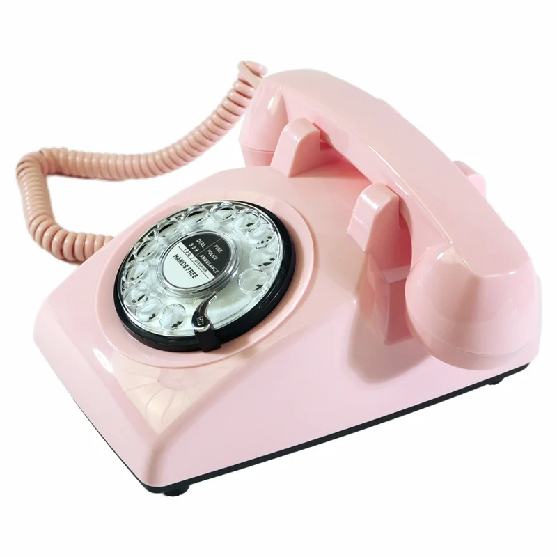 Retro rotary dial telephone old-fashioned home office wired landline phone pleasant mechanical ringtone Internet celebrity phone