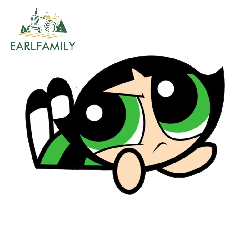 EARLFAMILY for Buttercup Powerpuff Girls Car Stickers Anime Creative Decal Vinyl Waterproof Refrigerator Helmet Car Accessories