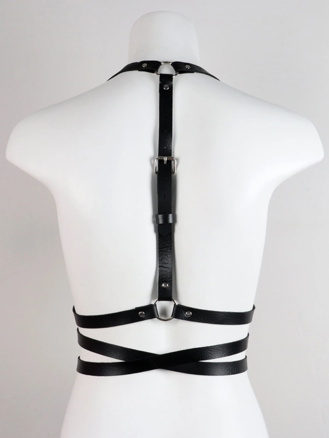 Arnés de cuerpo Sexy Bdsm Bondage, lencería con cadena, liguero de cuero, ropa gótica fetiche, Atuendo para Festival y Rave