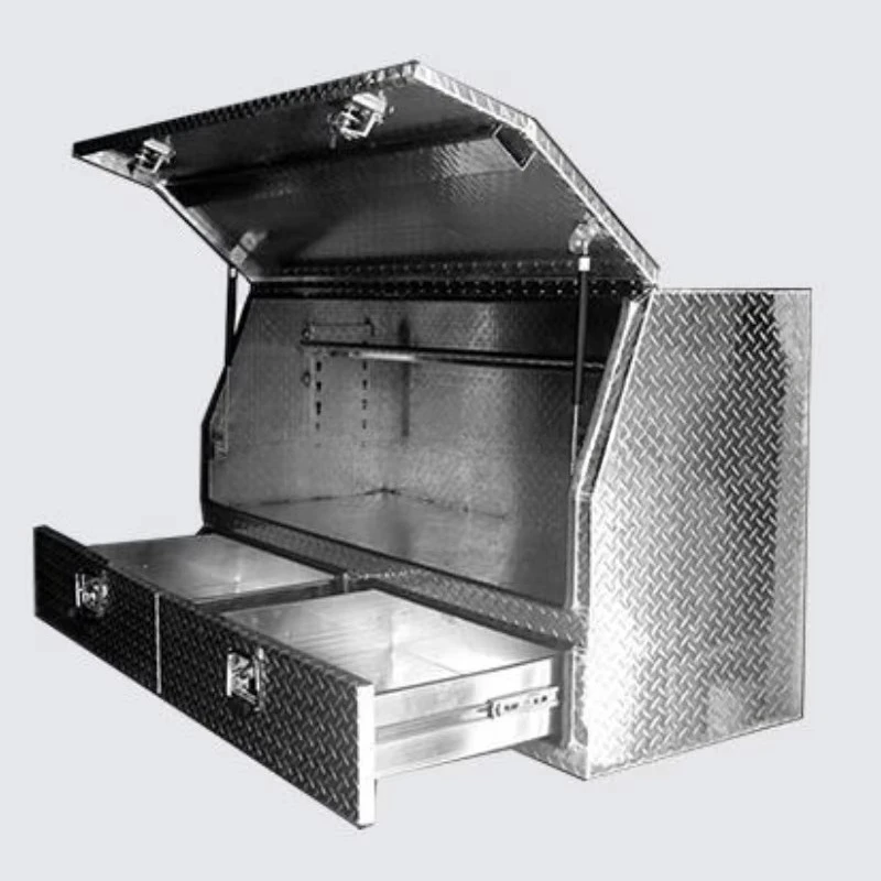 Caja de almacenamiento para camiones completamente abierta con cajones, caja de herramientas para remolque de camioneta, caja de herramientas de aleación de aluminio